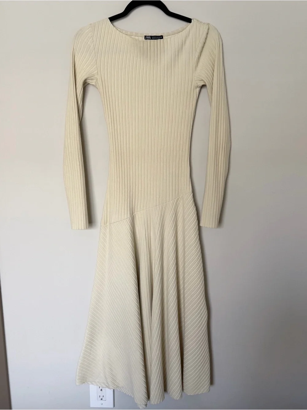 cream midi dress zara POPLIN MIDI DRESS - Beige